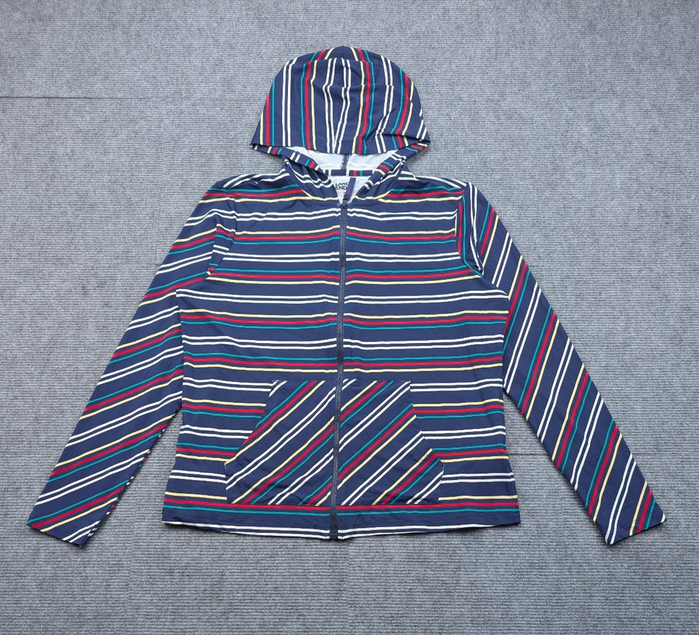 Lands End Rash Guard Womens Medium Full Zip Hoodie Athleisure Coastal Beach